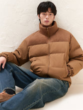 Men's Vintage Corduroy Spliced Puffer Jacket